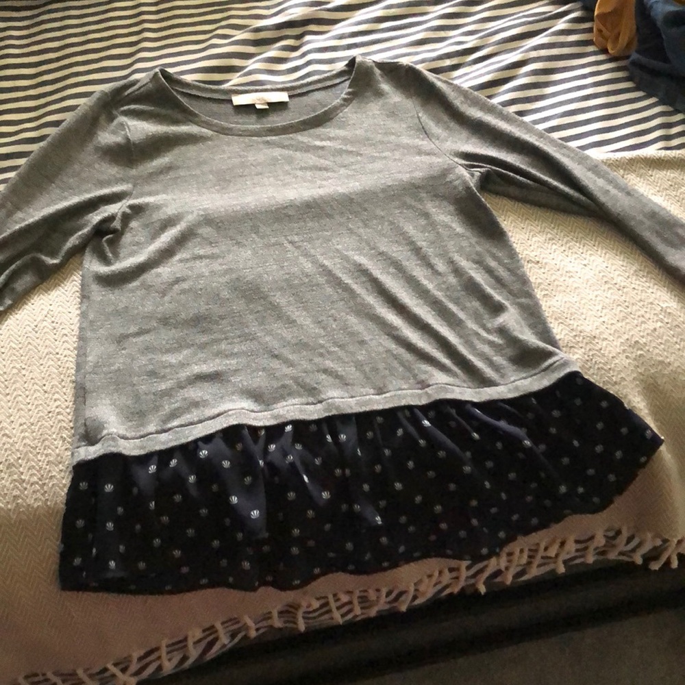 Loft gray quarter sleeve